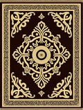 Dark Brown Golden Baroque Scroll Rug