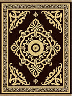 Dark Brown Golden Baroque Scroll Rug