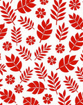Red Leaf and Flower Scatter Rug