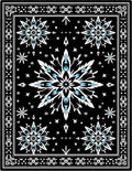 Black Starburst Medallion with Blue Accents Rug