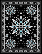 Black Starburst Medallion with Blue Accents Rug