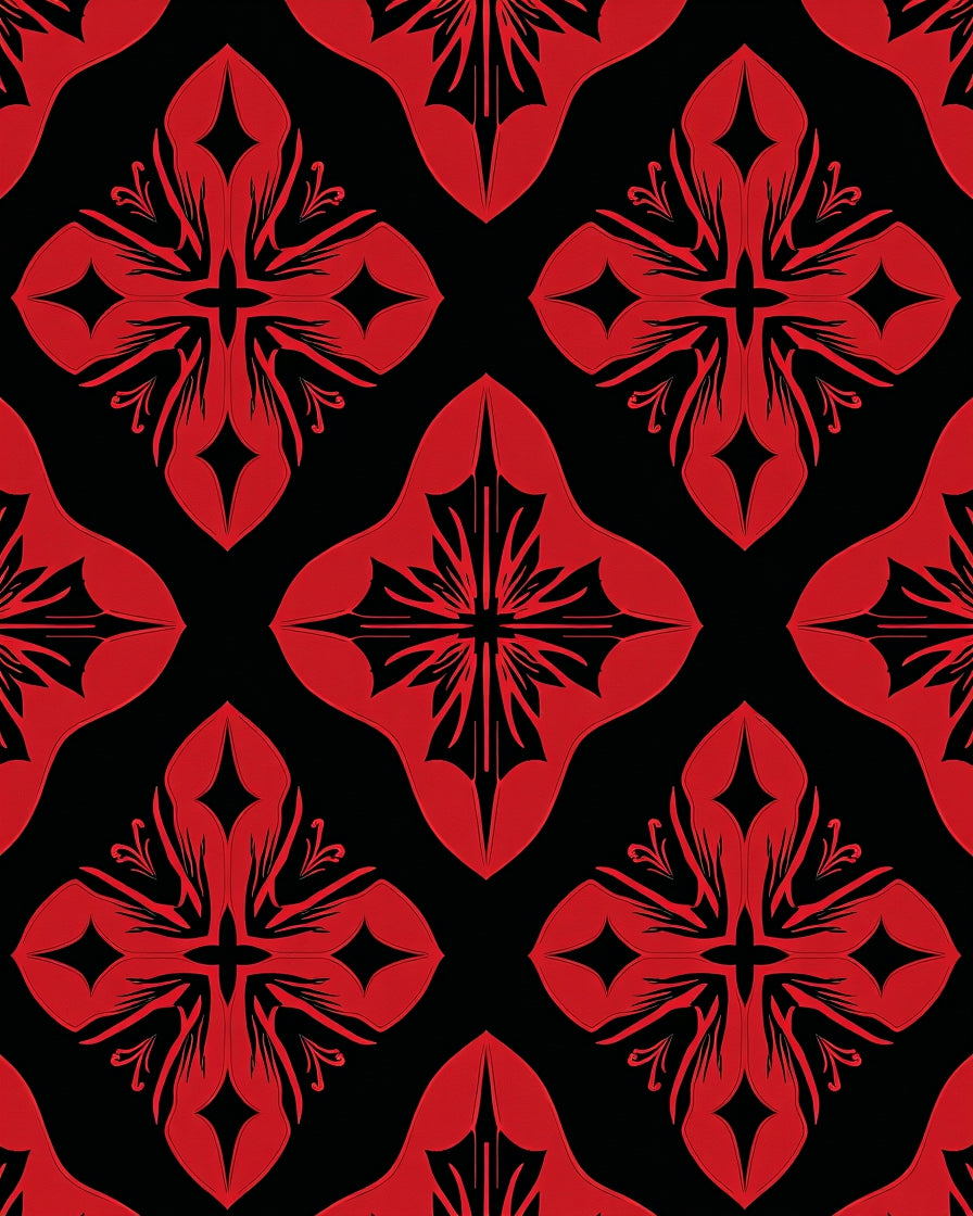 Bold Red Floral Quatrefoil Rug