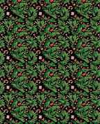 Dark Green Berry Floral Garland Rug