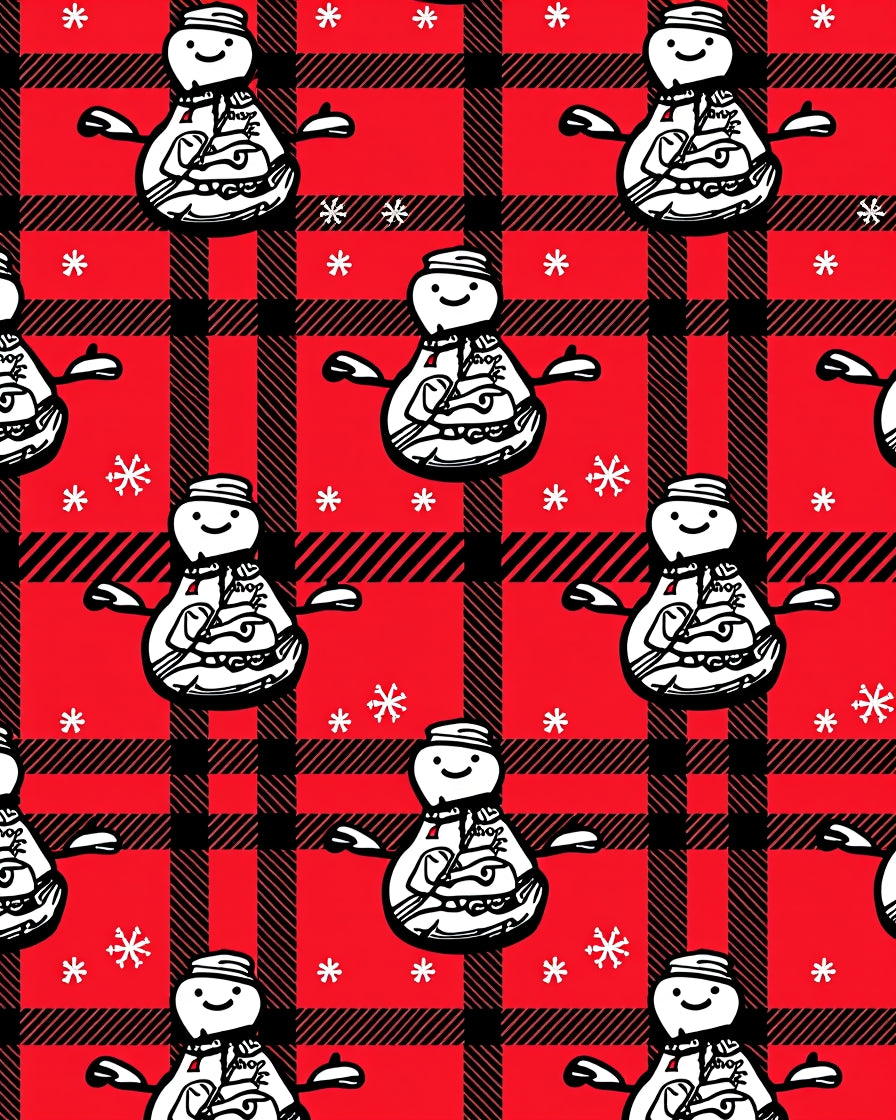 Red Buffalo Plaid Snowman Snowflakes Rug