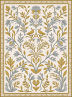 Golden Two Birds Floral Branches Rug