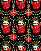 Red Sloth Christmas Ornament Black Rug