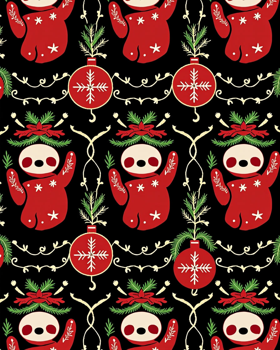 Red Sloth Christmas Ornament Black Rug