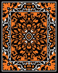 Bold Orange Black Ornate Scroll Rug
