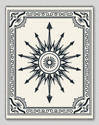 Black Minimalist Starburst Compass Rug