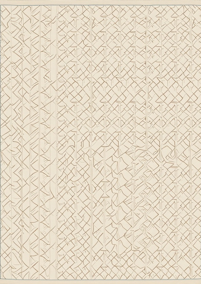 Neutral Beige Interlocking Diamond Lattice Rug