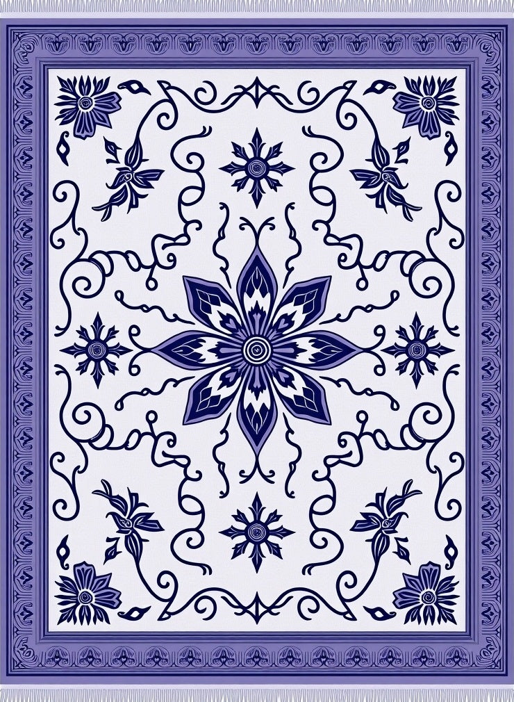 Violet Floral Swirls Medallion Rug