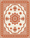 Ornate Crimson Mandala Cream Rug