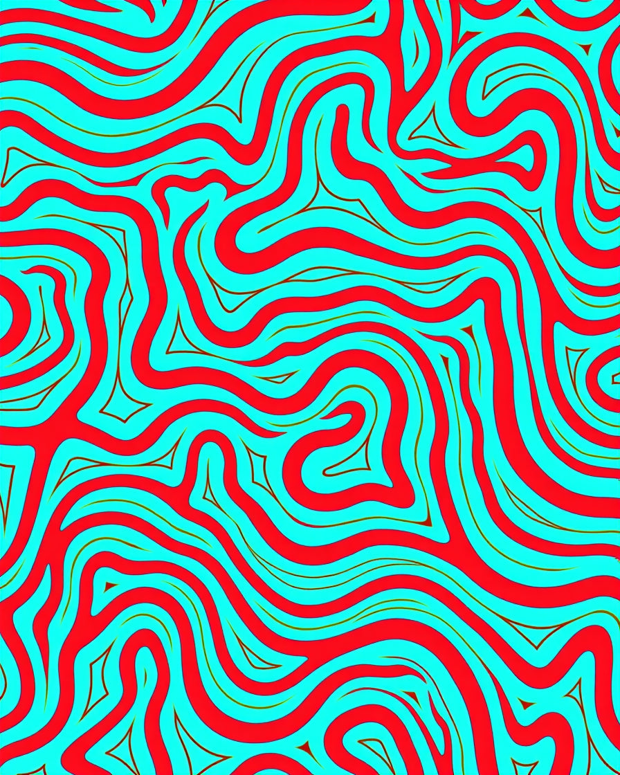 Vibrant Red Aqua Swirl Abstract Rug