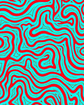 Vibrant Red Aqua Swirl Abstract Rug
