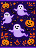 Playful Purple Ghost Pumpkin Stars Rug