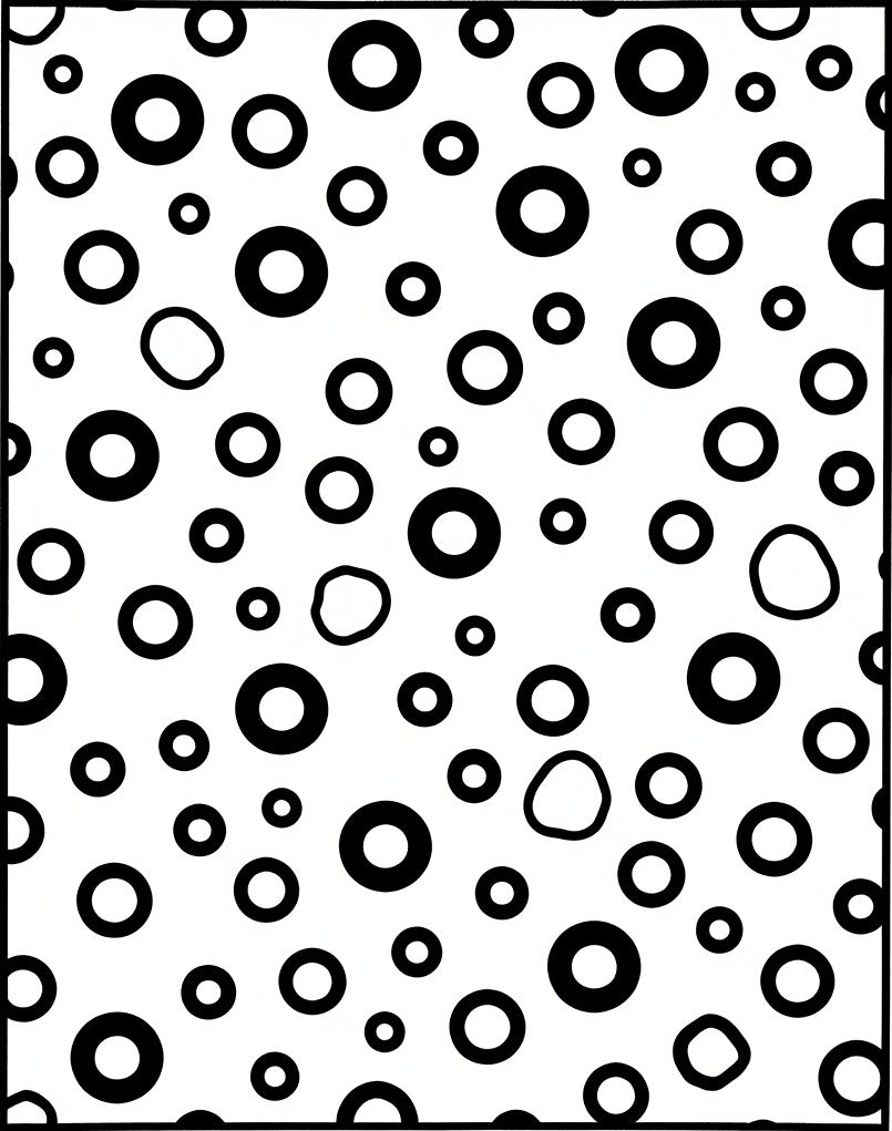 Black and White Scattered Rings Rug