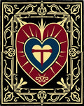 Crimson Heart with Gold Border Rug