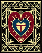 Crimson Heart with Gold Border Rug