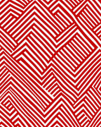 Crimson Geometric Interlocking Stripes Rug
