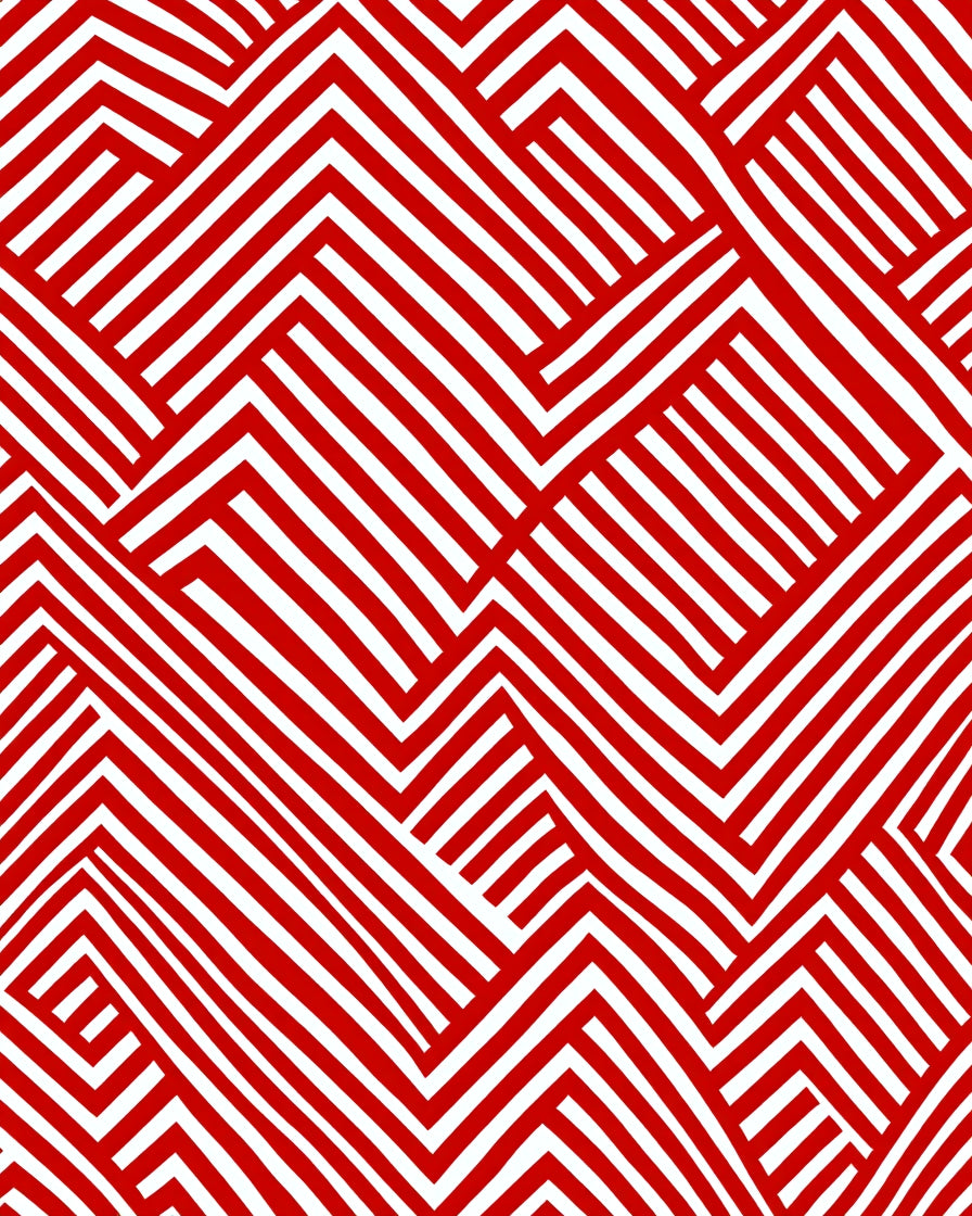 Crimson Geometric Interlocking Stripes Rug