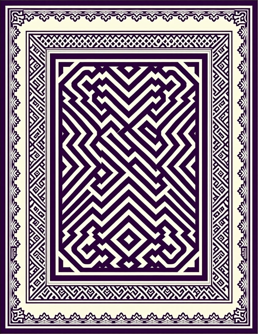 Deep Purple Geometric Maze Rectangle Rug
