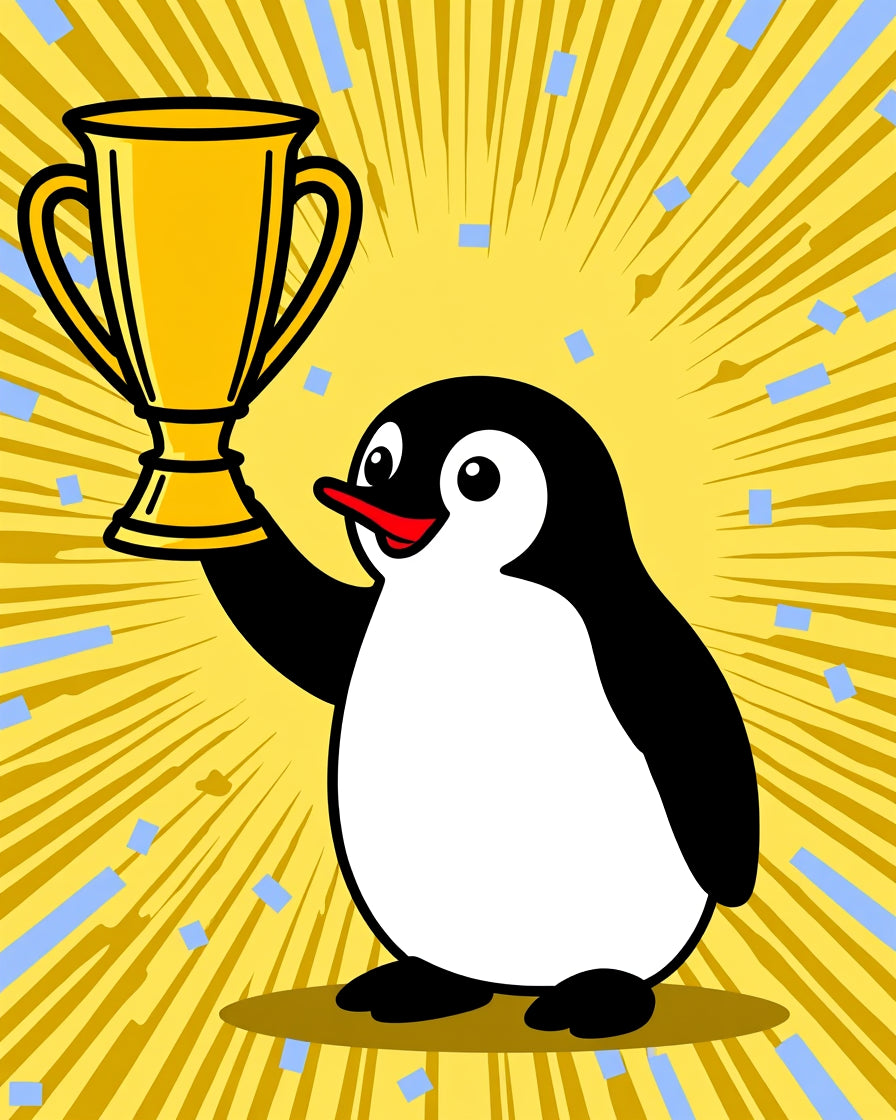 Joyful Penguin Trophy Celebration Rug