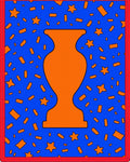 Orange Trophy Stars Blue Confetti Border Rug