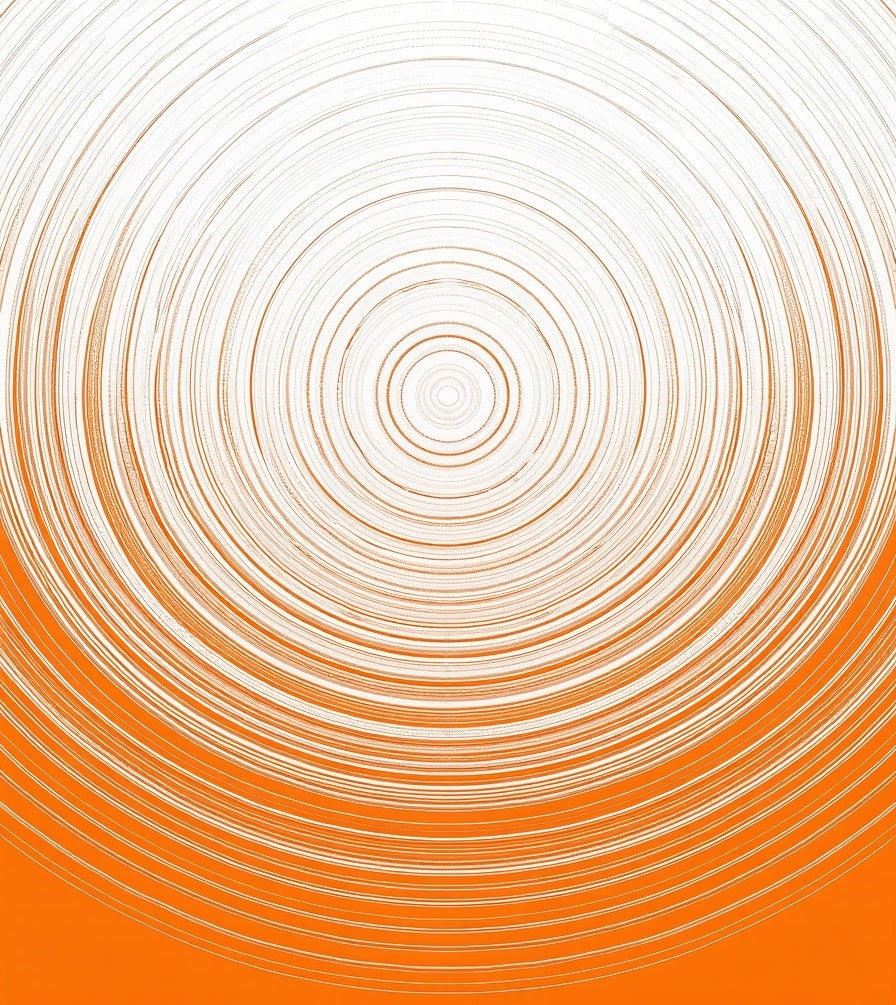 Bright Orange Concentric Ripple Rug