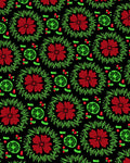 Crimson Red Floral Green Garland Rug
