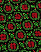 Crimson Red Floral Green Garland Rug