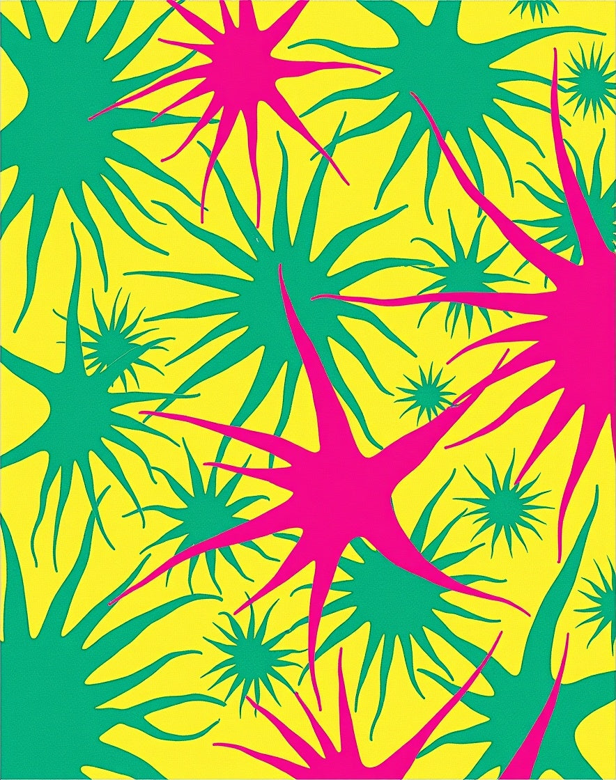 Vibrant Yellow Spiky Burst Rug