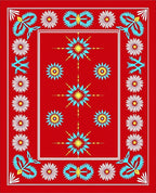 Bold Red Floral Starburst Medallion Rug