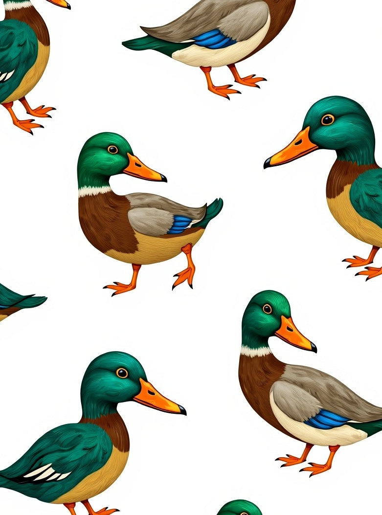 Whimsical Ducklings Green Teal And Orange Rug