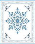 Arctic Blue Snowflake Geometric Border Rug
