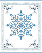Arctic Blue Snowflake Geometric Border Rug