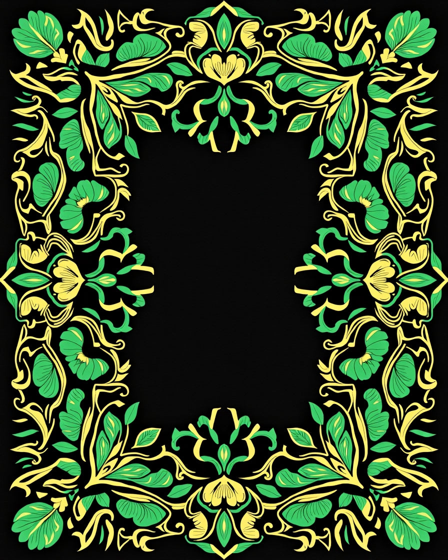 Emerald Gold Floral Border Rug