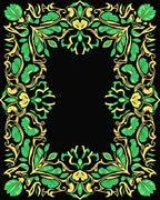 Emerald Gold Floral Border Rug