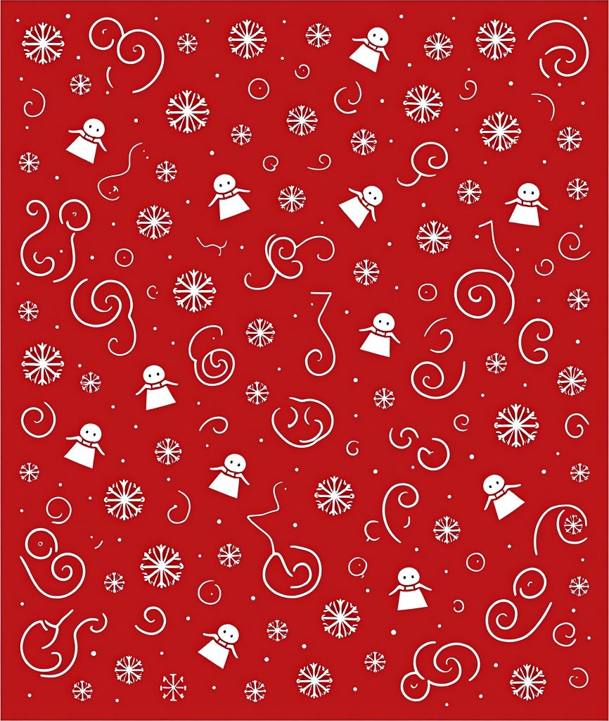Red Snowman Snowflake Swirl Collage Rug