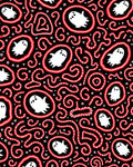 Spooky Ghosts Red Swirls Black Rug
