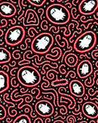 Spooky Ghosts Red Swirls Black Rug