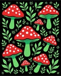 Red White Mushroom Forest Foliage Rug