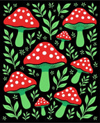 Red White Mushroom Forest Foliage Rug