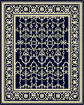 Royal navy cream ornate floral gate Rug