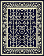 Royal navy cream ornate floral gate Rug