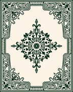 Emerald Green Ornate Filigree Medallion Rug