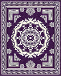 Deep Purple Medallion Floral Border Rug
