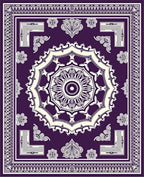 Deep Purple Medallion Floral Border Rug