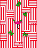 Pink Flamingo Red White Striped Bows Rug