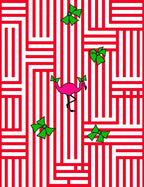 Pink Flamingo Red White Striped Bows Rug
