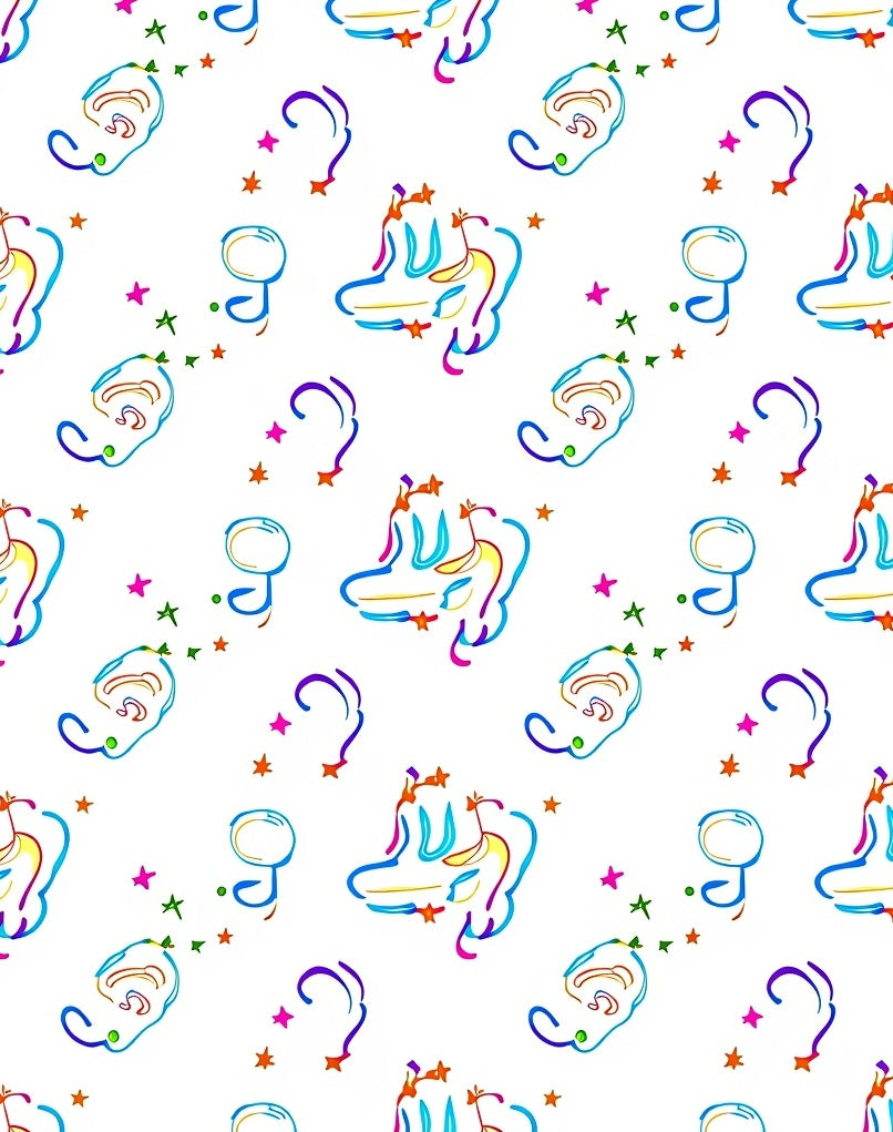 Colorful Abstract Whimsical Stars Scooter Rug